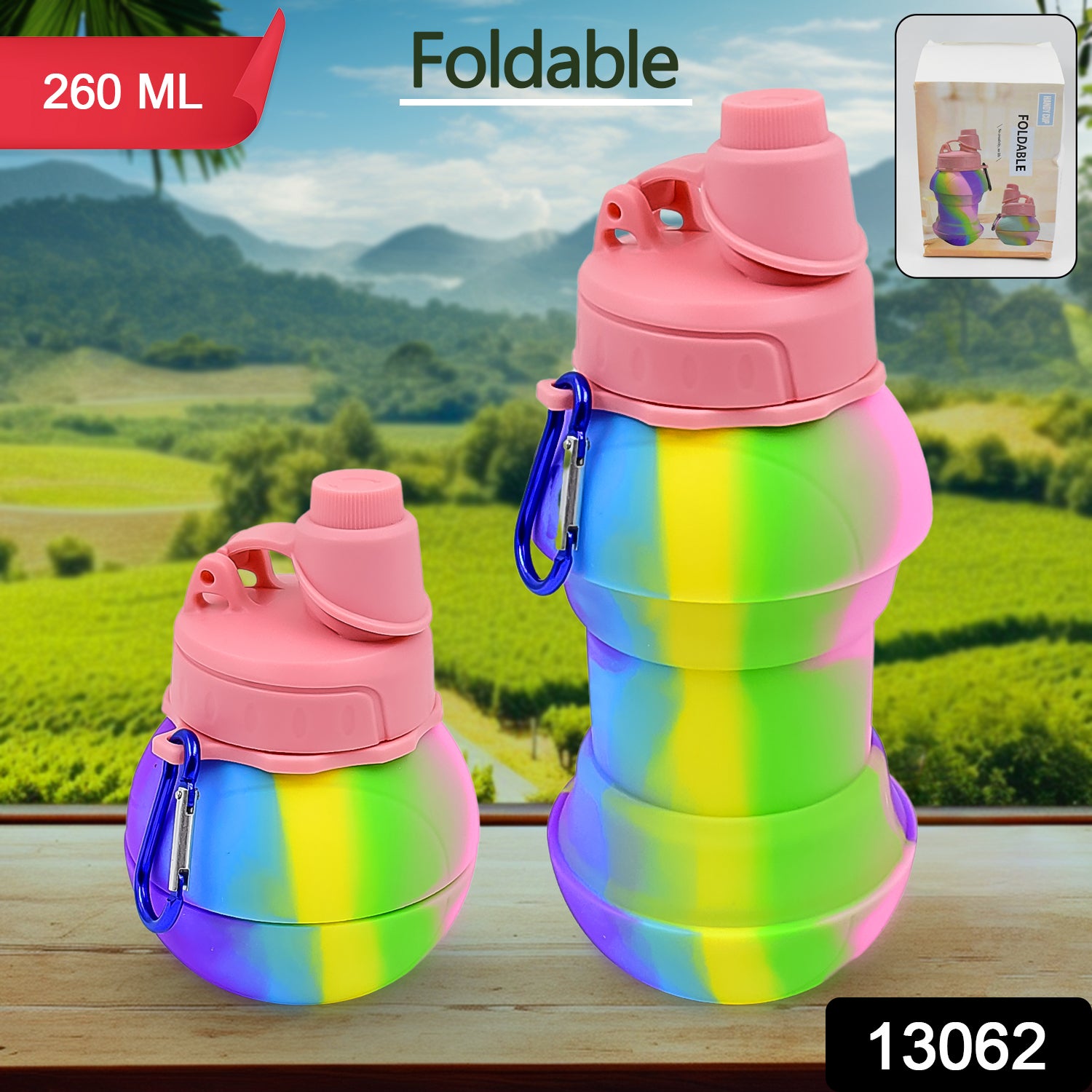 Flexible Collapsible Silicone Sports Water Bottle (260 Ml  20 Cm Folding) Flexible Collapsible Silicone Sports Water Bottle (260 Ml  20 Cm Folding)